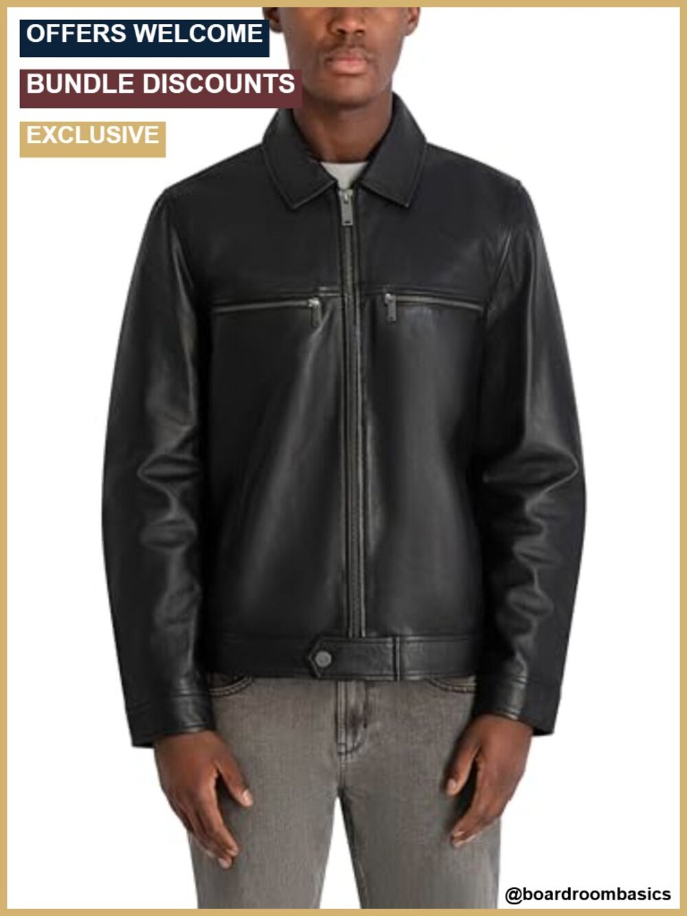Men's Faux Leather Jacket Stand Collar Motorcycle Moto Biker